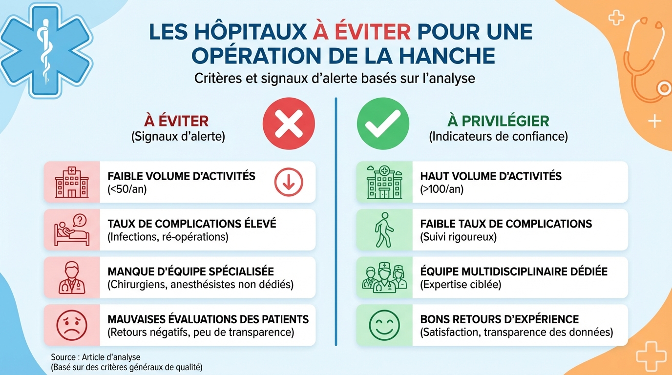 Les hôpitaux à éviter pour une opération de la hanche 1 Les hôpitaux à éviter