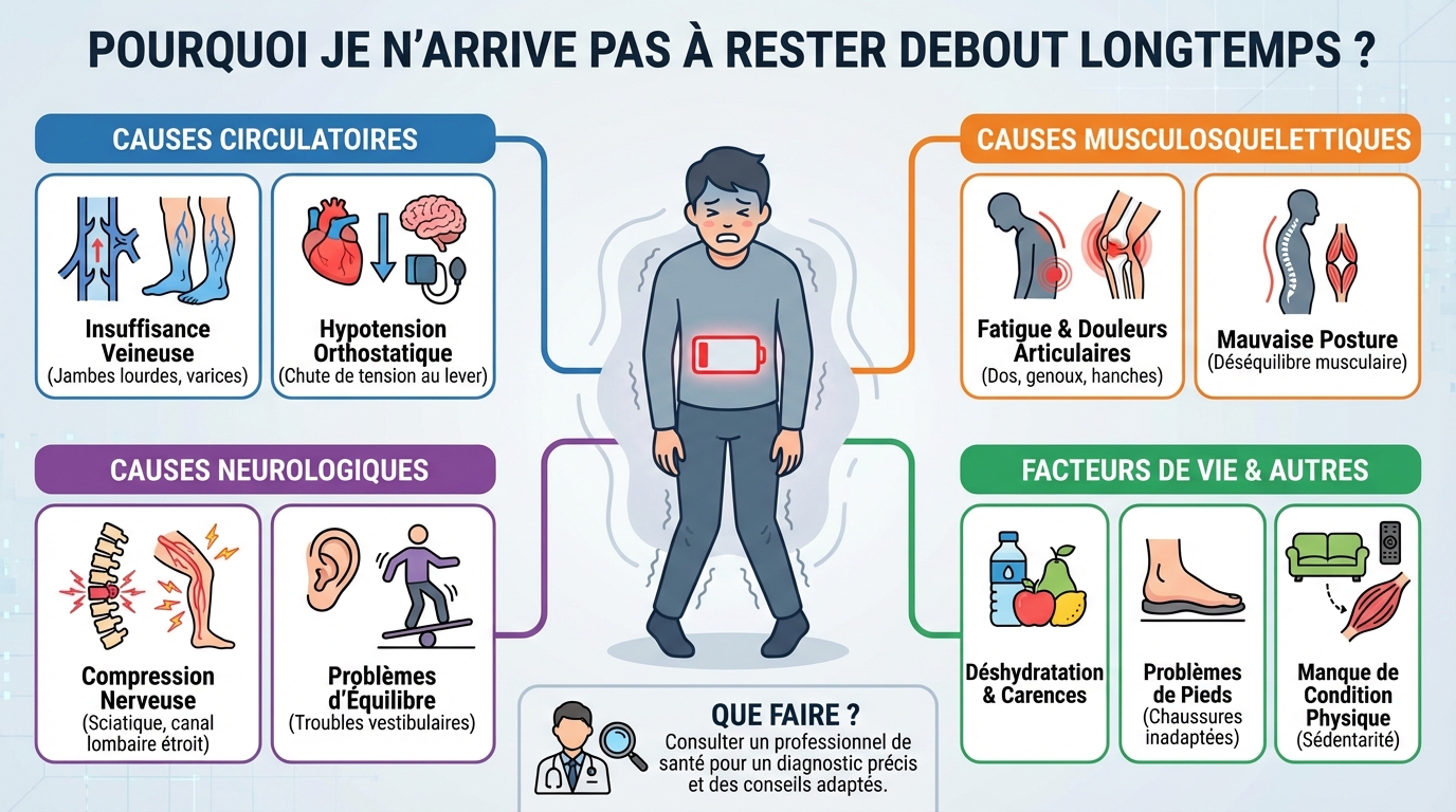 Causes possibles de la fatigue debout