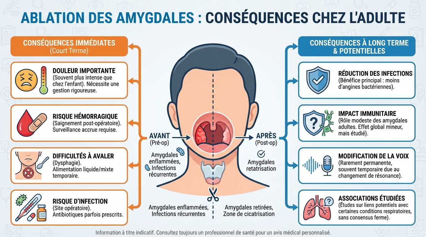 Ablation des amygdales : conséquences chez l'adulte 1 Récupération post-opératoire