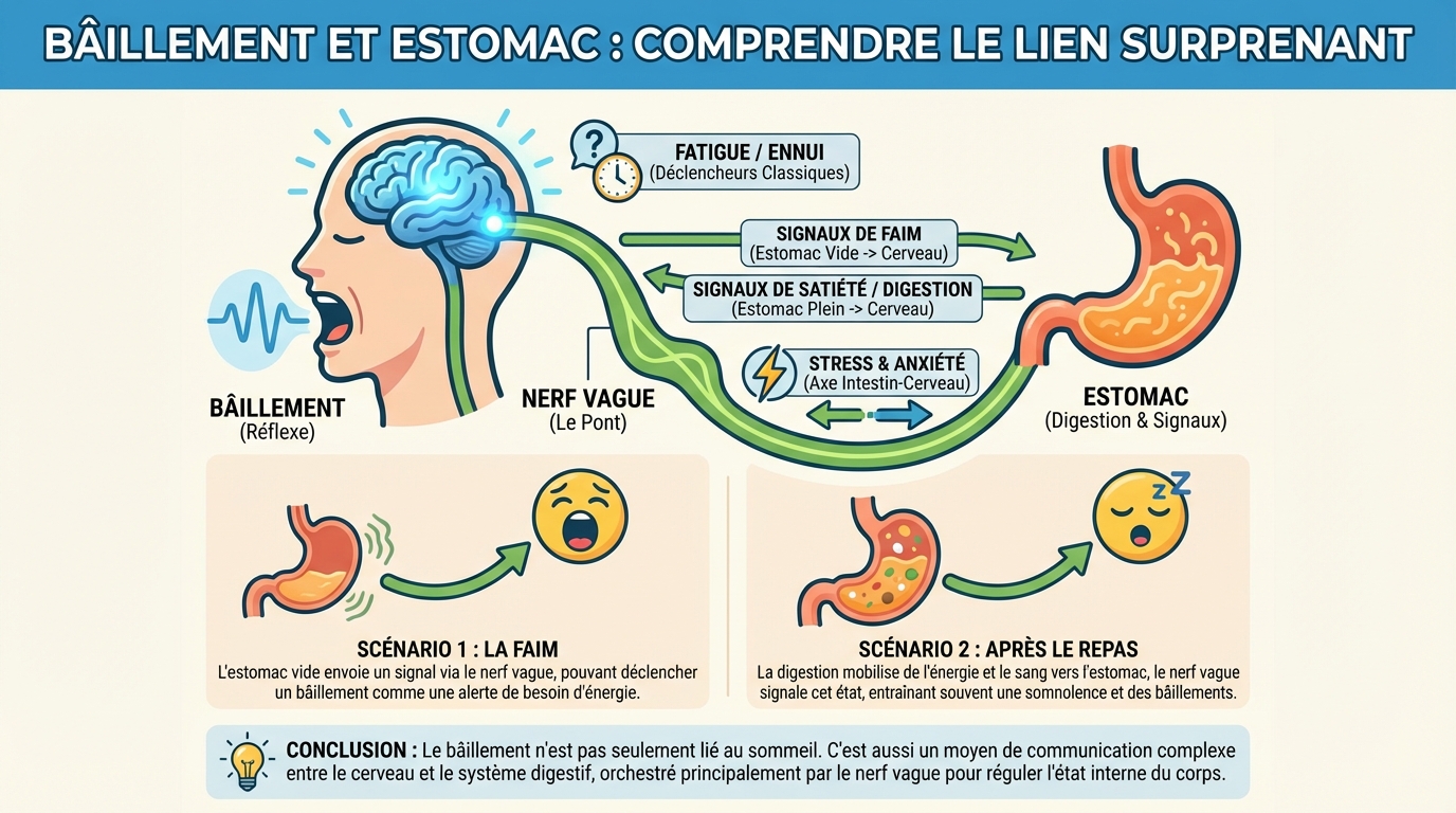 Le lien entre bâillement et estomac