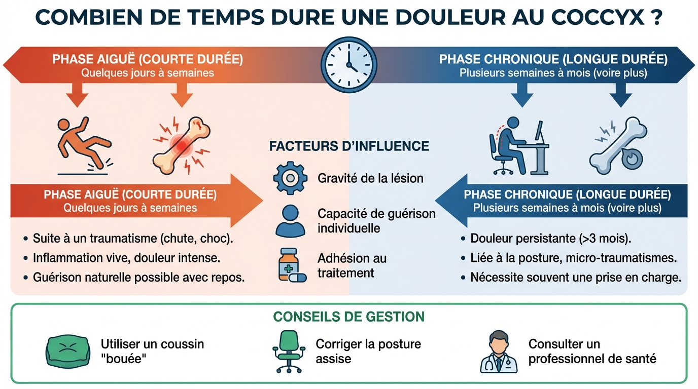 Combien de temps dure une douleur au coccyx ?
