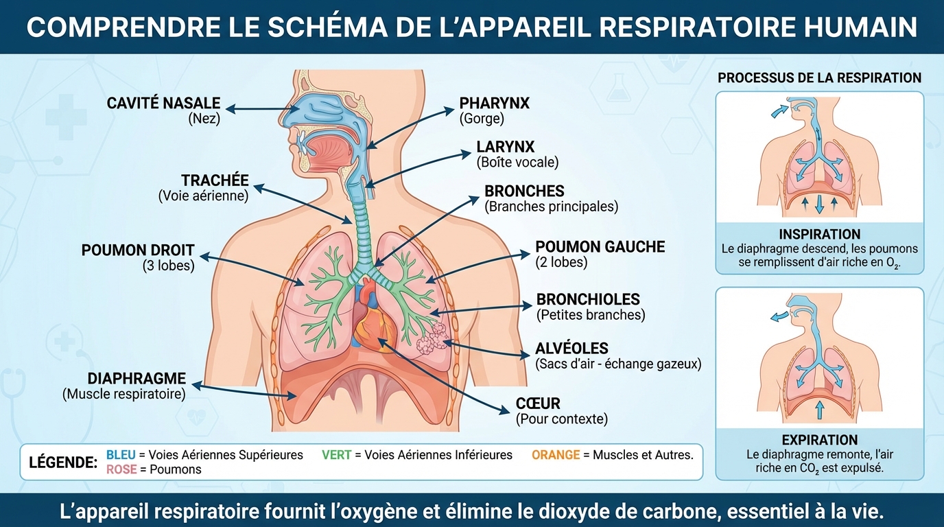 Comprendre le schéma de l'appareil respiratoire 1 Fonctionnement de l'appareil respiratoire