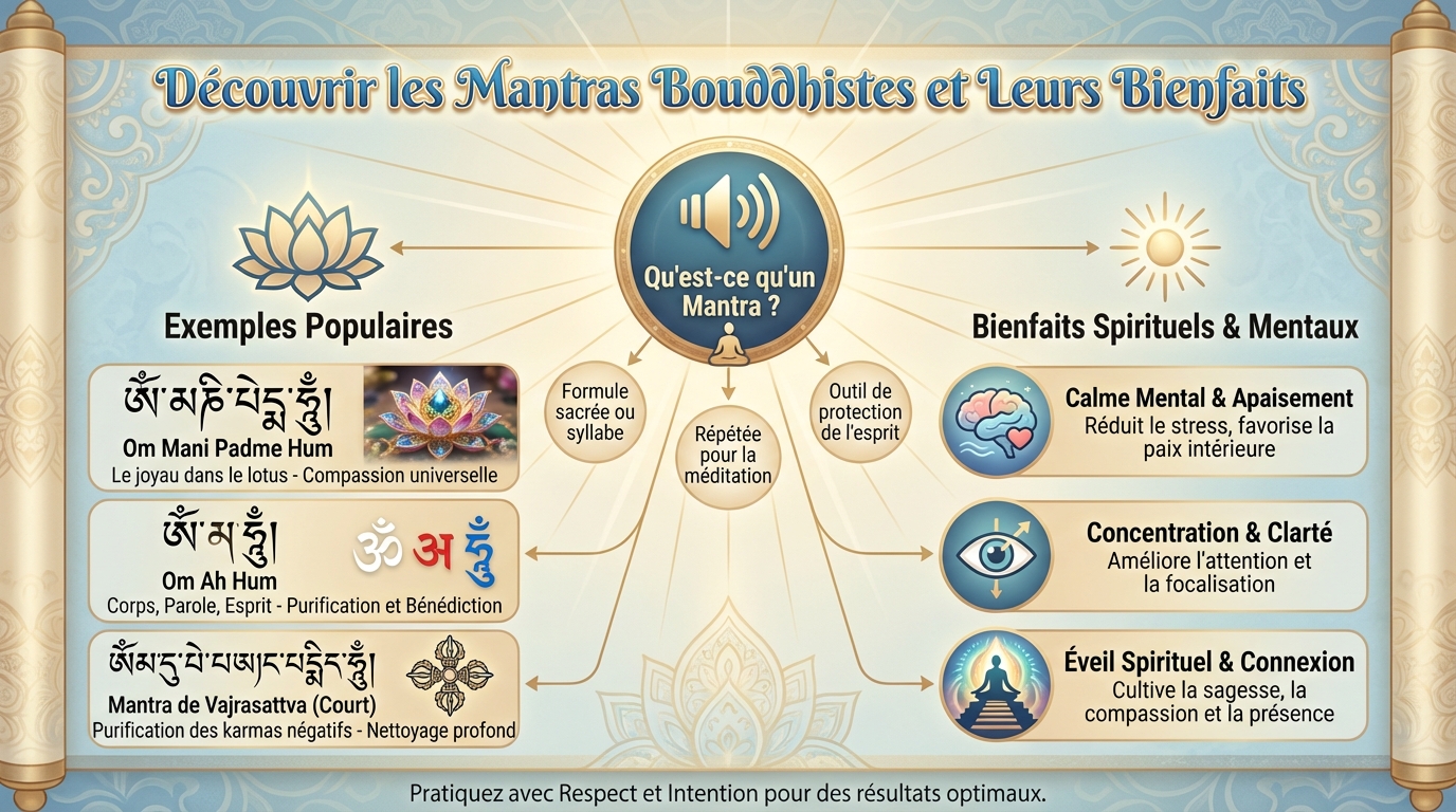 Découvrir les mantras bouddhisme et leurs bienfaits 1 Les mantras bouddhistes les plus connus