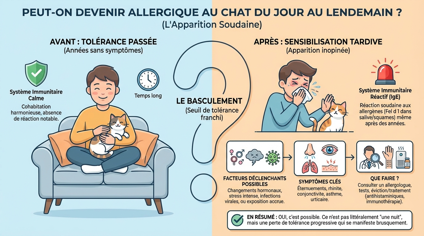Peut-on devenir allergique au chat du jour au lendemain ? 1 Peut-on devenir allergique du jour au lendemain ?