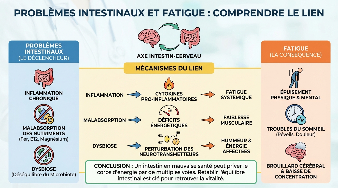 Lien entre intestins et fatigue