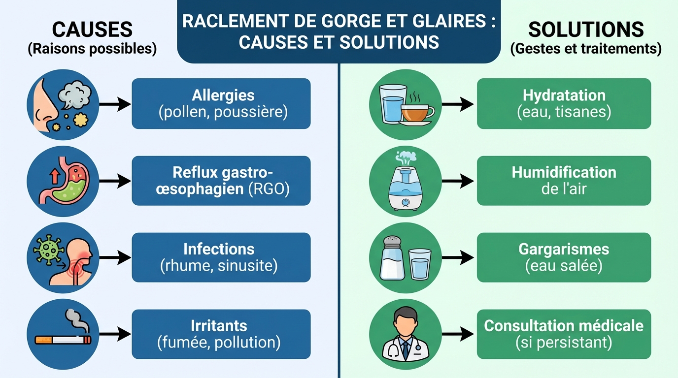 Raclement de gorge et glaires : causes et solutions 1 Solutions et traitements