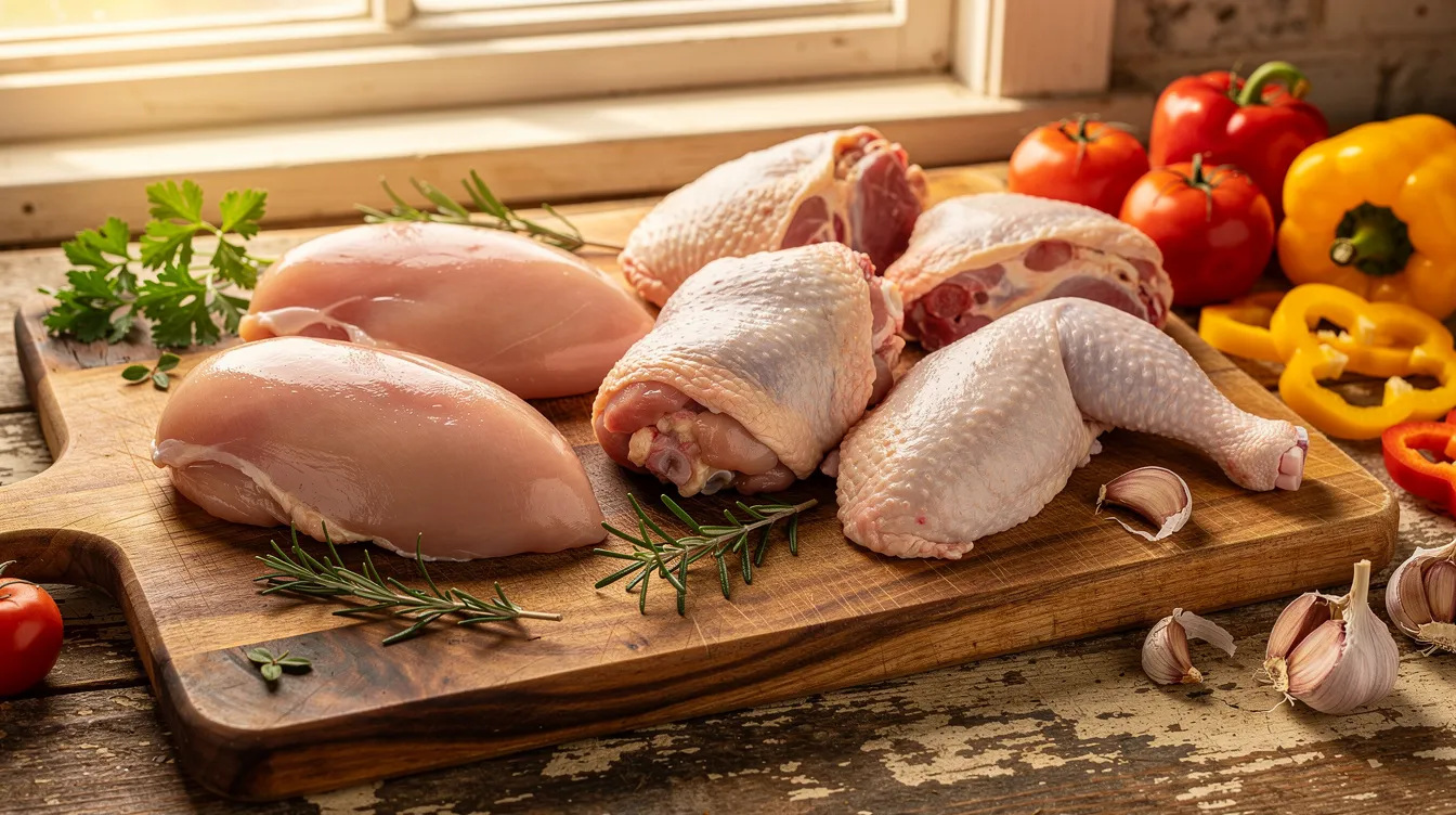 Comparaison des différentes parties du poulet
